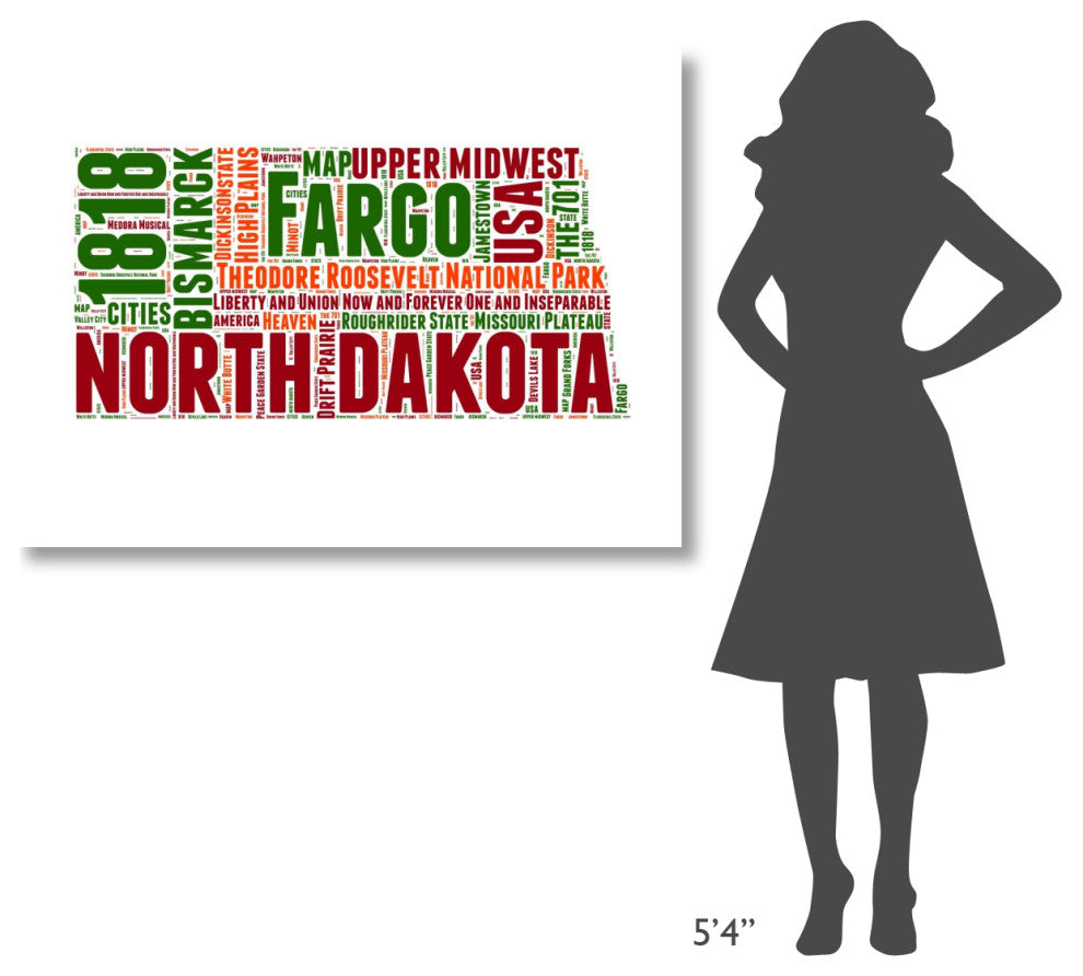 "North Dakota Word Cloud Map" Fine Art Print