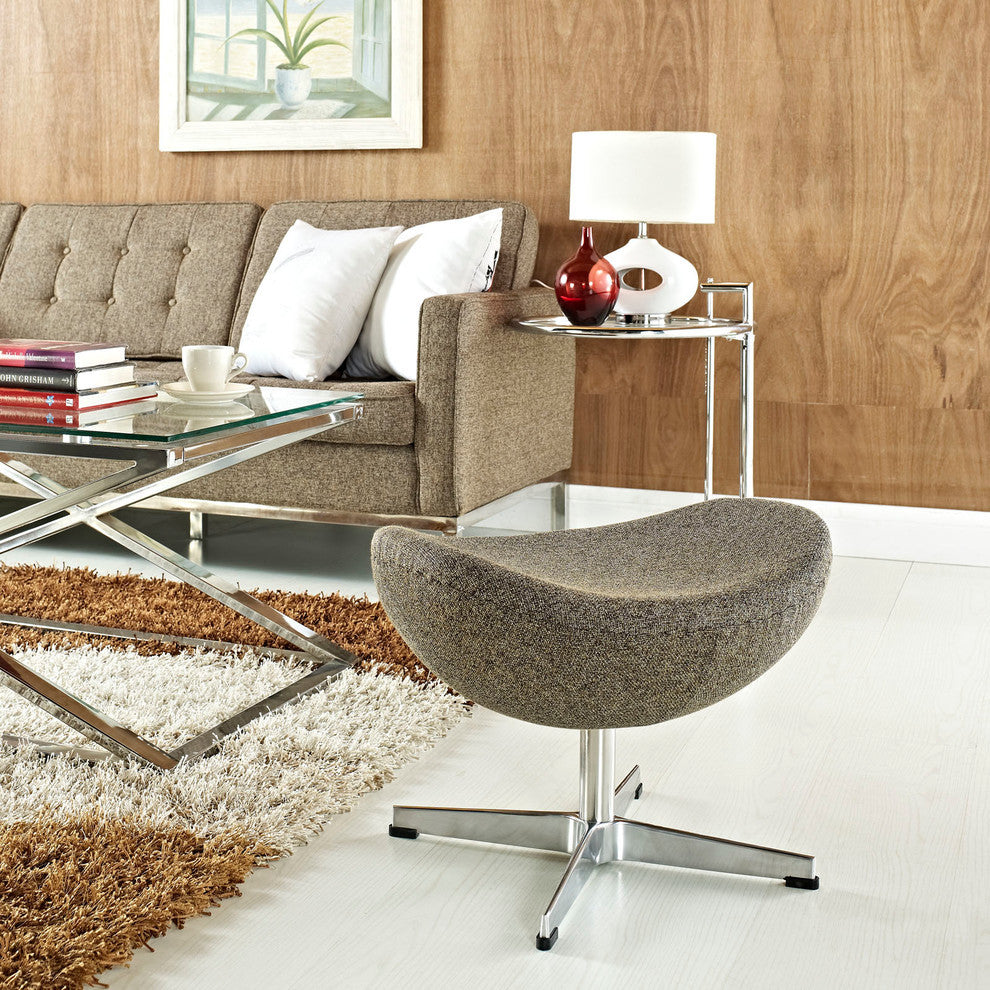 Modern Contemporary Living Room Wool Ottoman Oatmeal