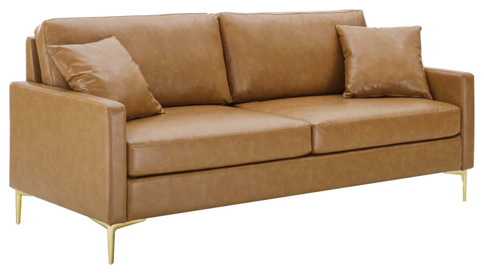 Juliana Vegan Leather Sofa, Tan