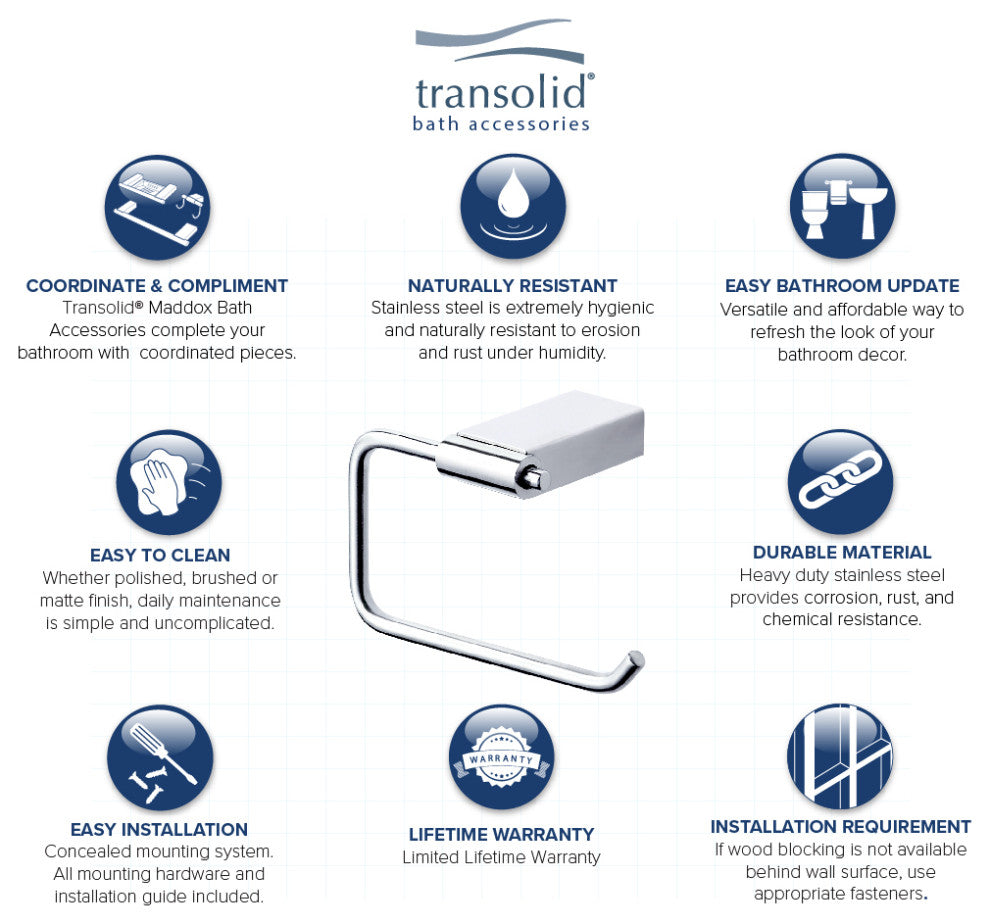 Transolid Maddox Paper Holder, Polished Chrome