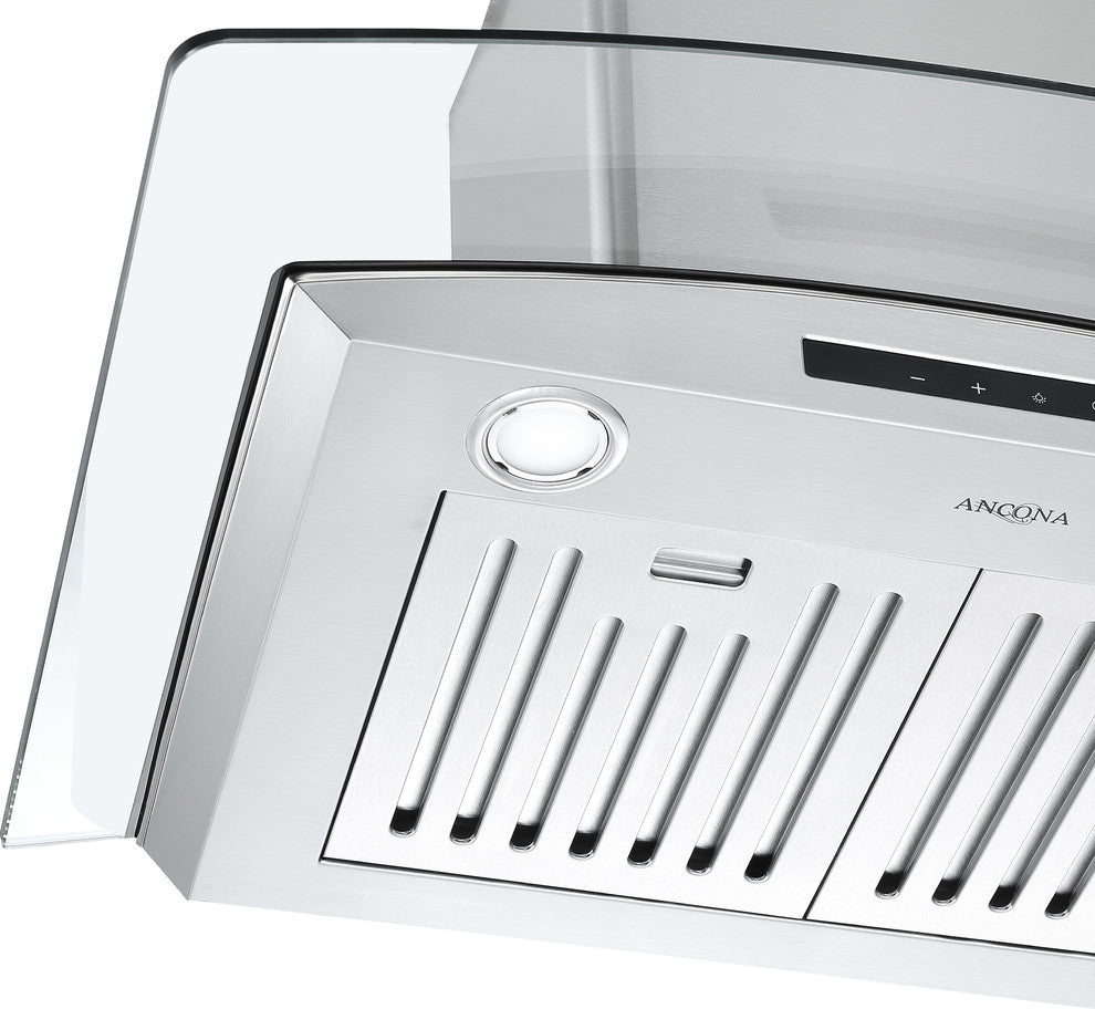 Wall Mount Glass Canopy Range Hood with Night Light, 30"
