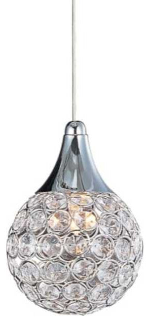 ET2 E24023 Brilliant 1 Light 5"W Crystal Mini Pendant - Polished Chrome