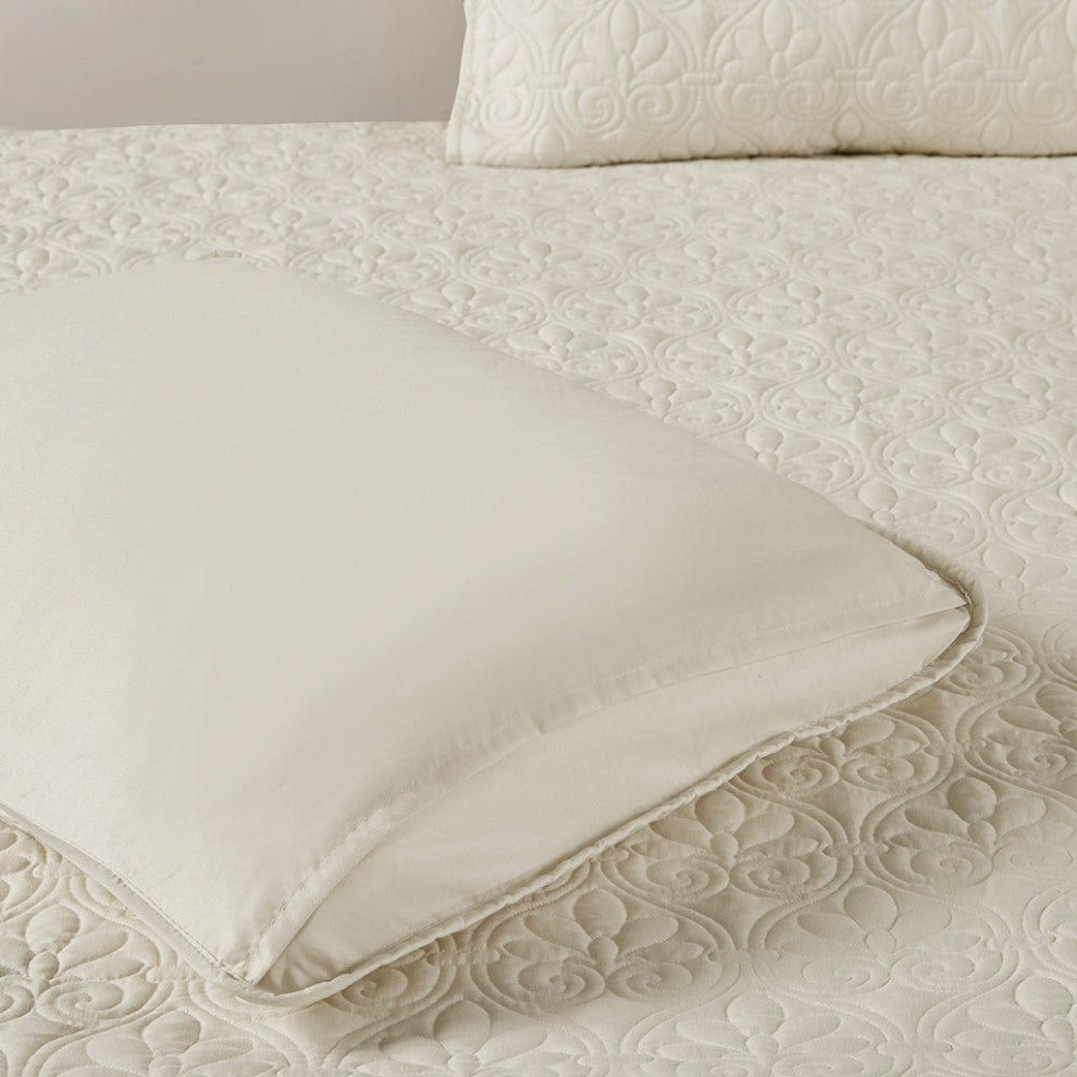 Madison Park Quebec 3 Piece Fitted Bedspread Set, Cream