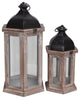 2-Piece Hexagonal Lantern With Black Metal Top
