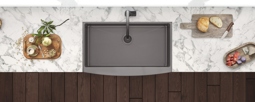 36-inch Farmhouse Sink - Gunmetal Black Matte Stainless Steel - RVH9880BL