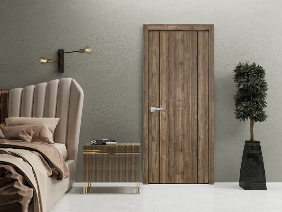 Solid French Door 18 x 84 | Planum 0016 White Silk with| Bathroom