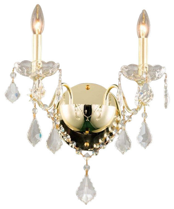 Elegant St. Francis Wall Sconce, Gold Finish With Royal Cut Crystal