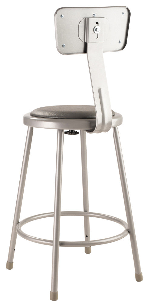 NPS 24"Heavy Duty Vinyl Padded Steel Stool With Backrest, Grey
