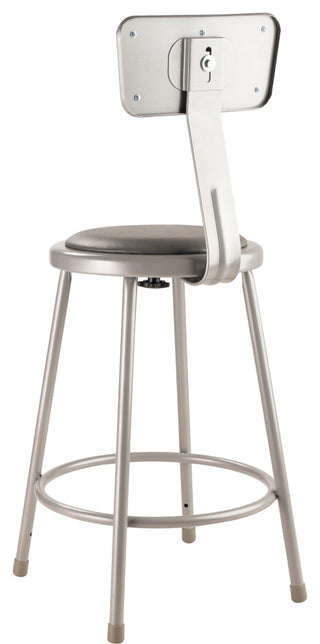NPS 24"Heavy Duty Vinyl Padded Steel Stool With Backrest, Grey