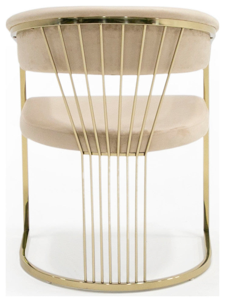 Modrest Linda Modern Beige Velvet and Gold Dining Chair