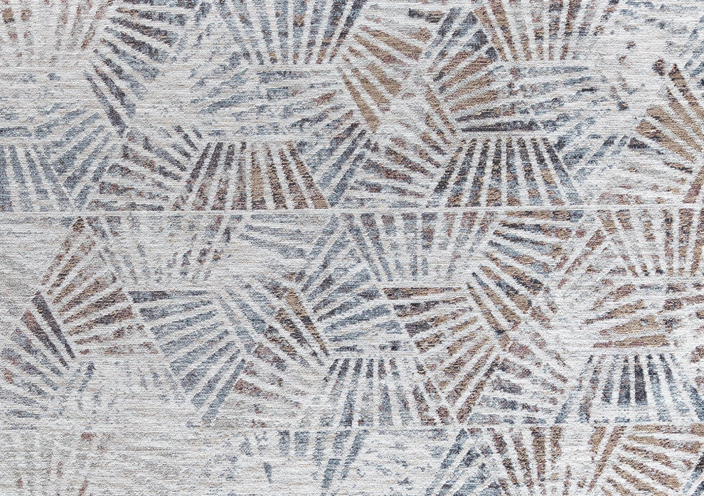 Jade Stonington White Abstract Contemporary White Recycled Area Rug, 5'3" X 7'0"