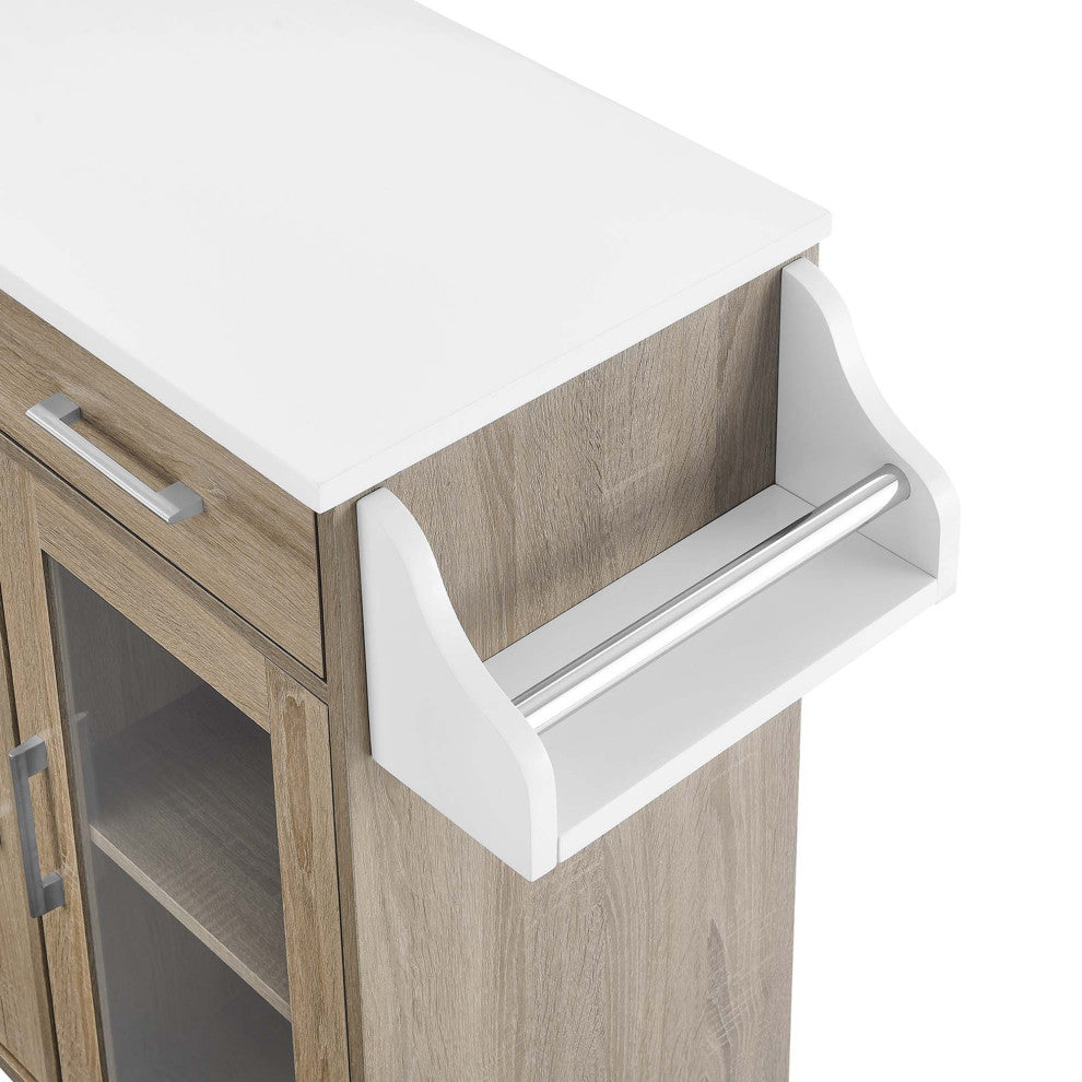 Close-up of a side pull-out spice rack on white background.
