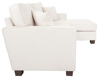 Russell Sectional With Pillows and Coffeeed Legs, Ivory