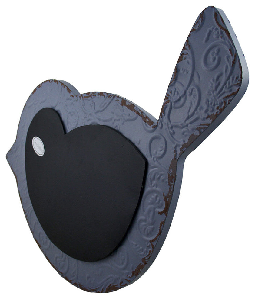 Embossed Bluebird Distressed Finish Metal Chalkboard Wall Hanging
