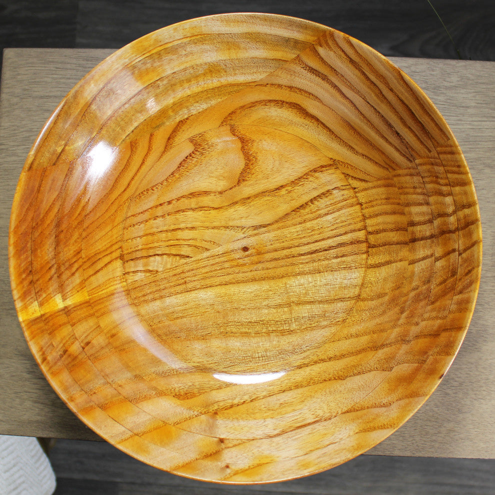 Natural Geo Rosewood 12" Decorative Fruit Bowl
