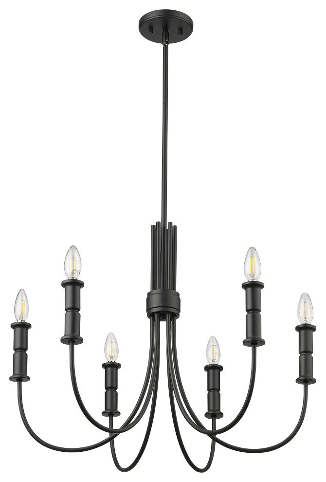 6 Light 26 in. Matte Black Chandelier