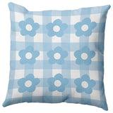 Flowers on Gingham Decorative Throw Pillow, Carolina Blue, 20"x20"