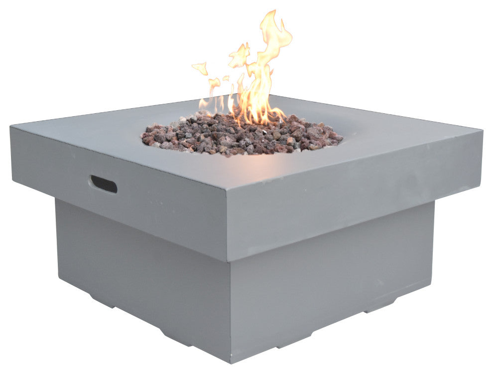 Branford Square Light Gray Concrete 34" Propane Fire Table by Modeno