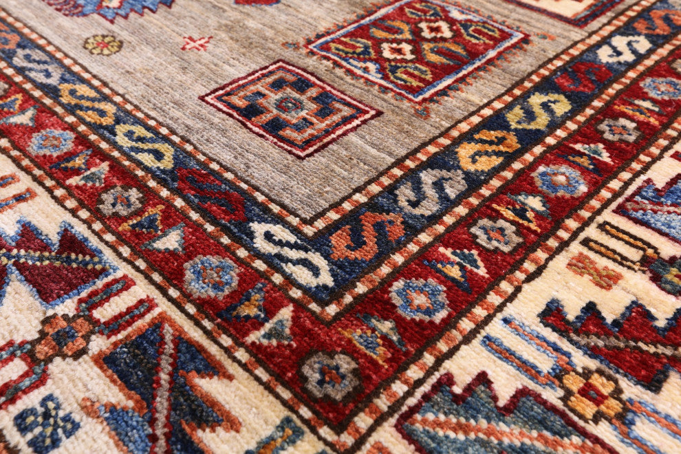 6' 9" X 9' 11" Super Kazak Hand-Knotted Wool Rug Q5814