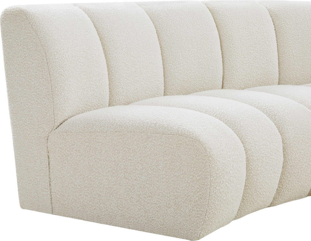 Infinity Black Boucle Fabric Upholstered Arc Shaped Modular Sectional, Cream, 7-Piece, Arc-Shaped