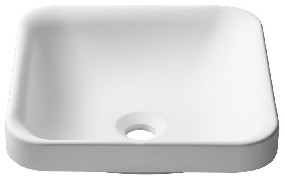 Natura Square Semi-Recessed Bathroom Sink, Stone Resin Solid Surface