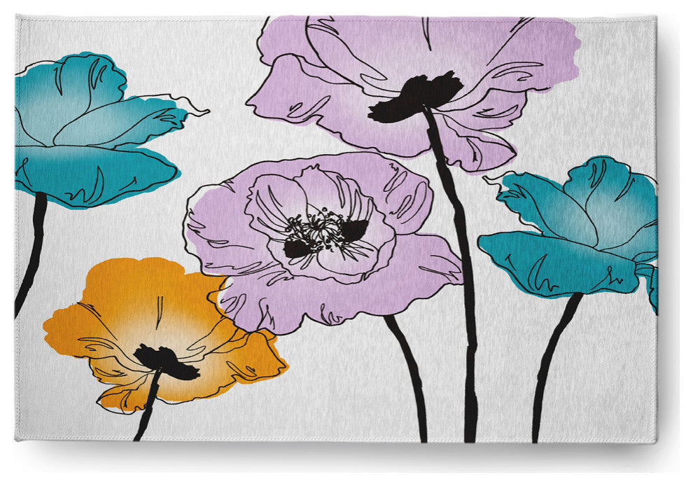 Popping Poppies Spring Chenille Rug, Lilac, 4'x6'