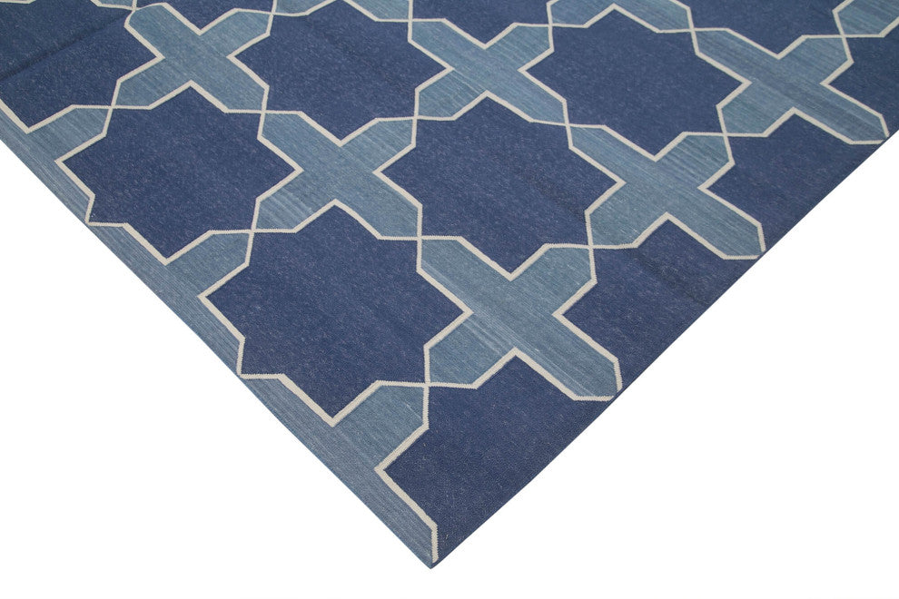 Rug N Carpet - Handmade Wool 8' 2'' x 9' 10'' Flatweave Dhurrie Kilim Rug