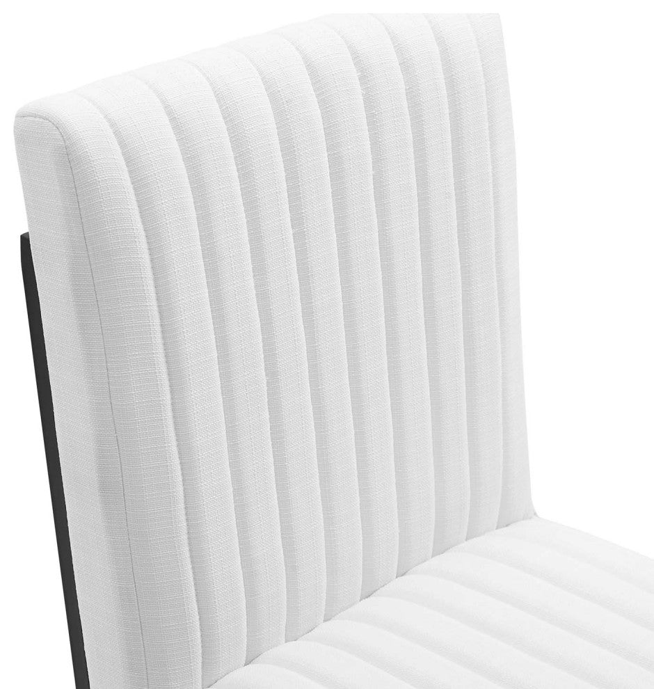 Tufted Side Dining Chair, Set of 2, Fabric, Metal, White, Cafe Bistro Restaurant