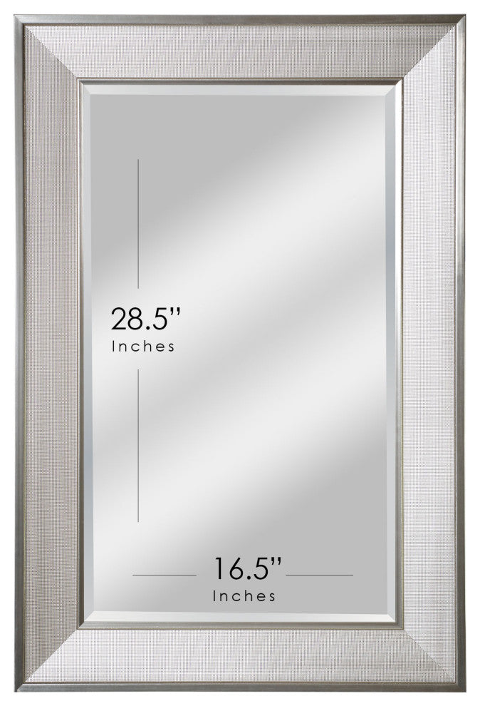 Brushed Nickel Pave Textured Frame Beveled Edge Accent Mirror - 24 x 36