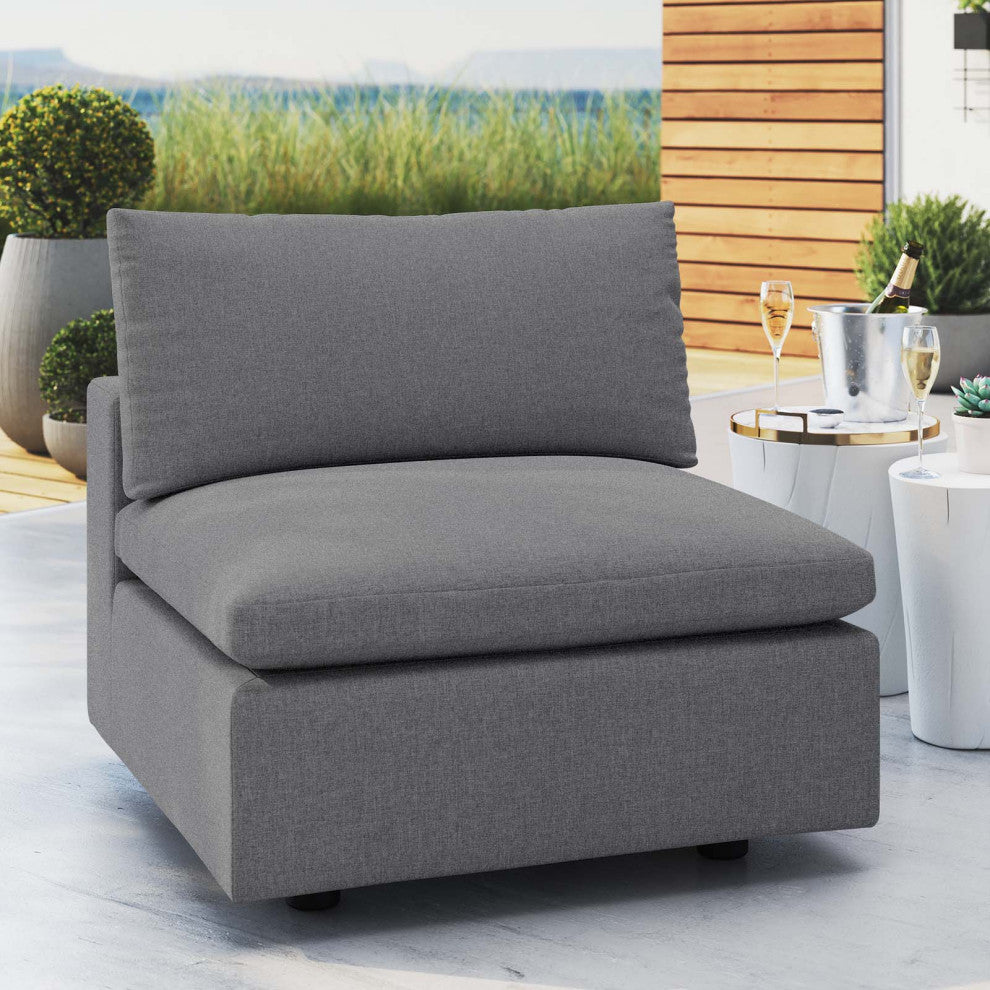 Lounge Sofa Middle Chair, Sunbrella, Gray, Modern, Outdoor Hospitality