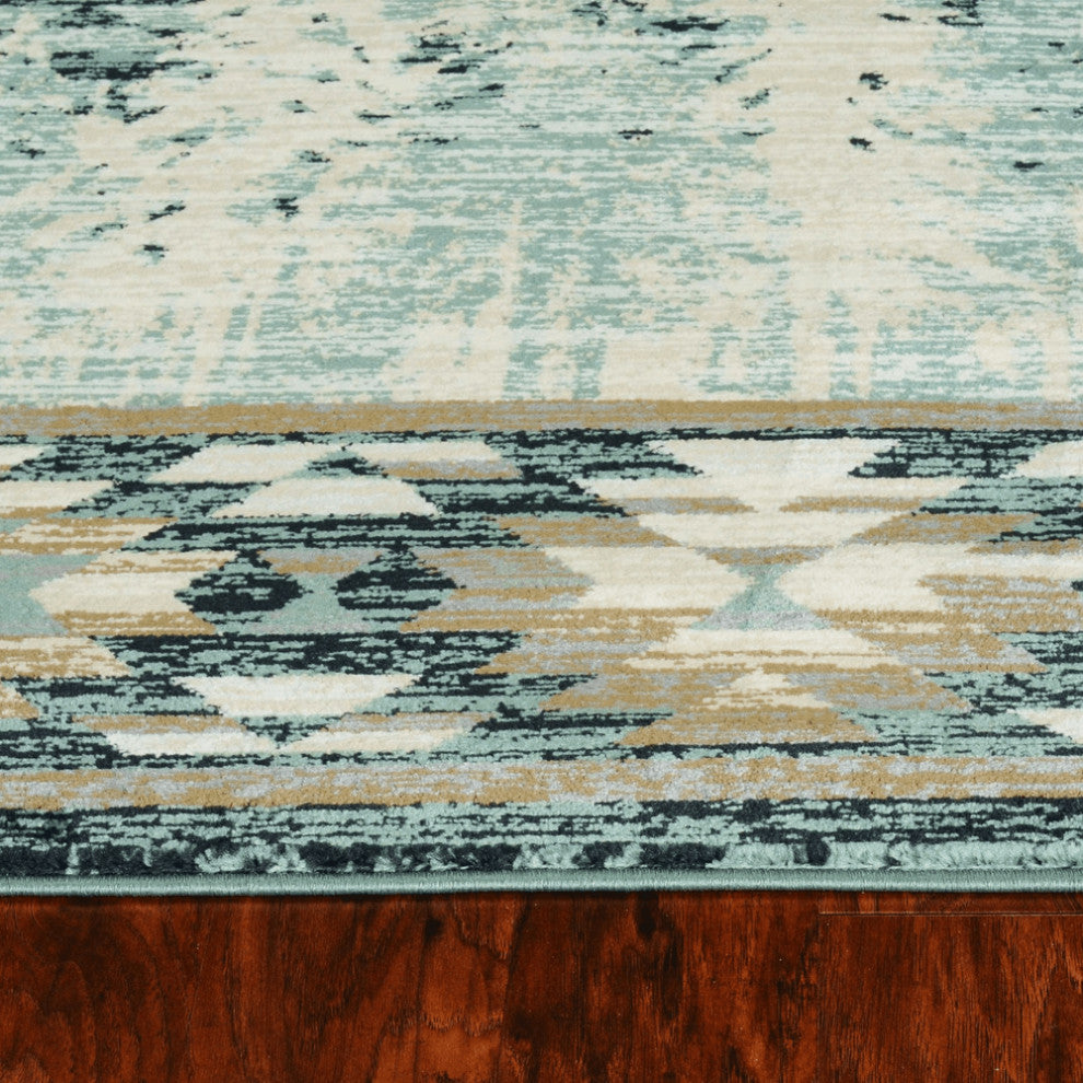 3' X 5' Slate Blue Southwestern Area Rug
