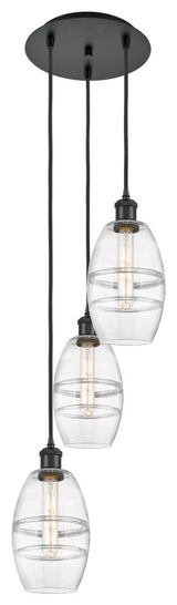 Ballston-Vaz 3-Light 13" Cord Pendant, Matte Black, Clear