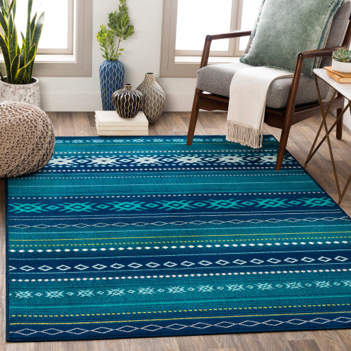 Surya Paramount PAR-1120 6'7"x9'6" Rug, Blue/Aqua/Teal/Lime/Gray/Gray/Cream
