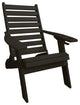 Farmhouse Poly Lumber Folding Adirondack Chair with Cup Holder, Black, Without Smart Phone Holder
