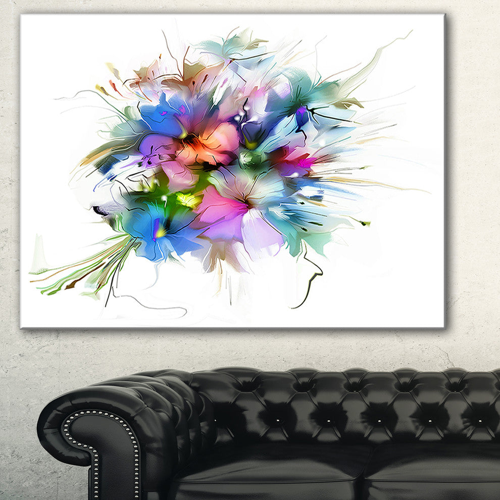"Summer Colorful Flowers" Watercolor Painting Canvas Print, 40"x30"