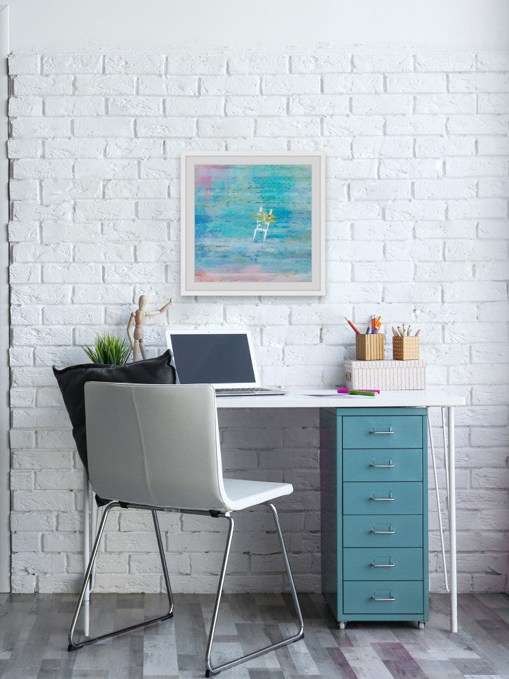"Orange Kayaks" Framed Painting Print, 32"x32"