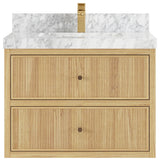 Sonoma Floating 30" Single Sink in Light Natural With 2" Carrara Marble