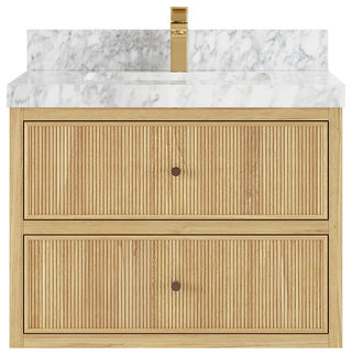 Sonoma Floating 30" Single Sink in Light Natural With 2" Carrara Marble