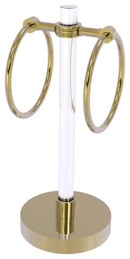 Clearview Vanity Guest Towel Ring with Dotted Accents, Unlacquered Brass