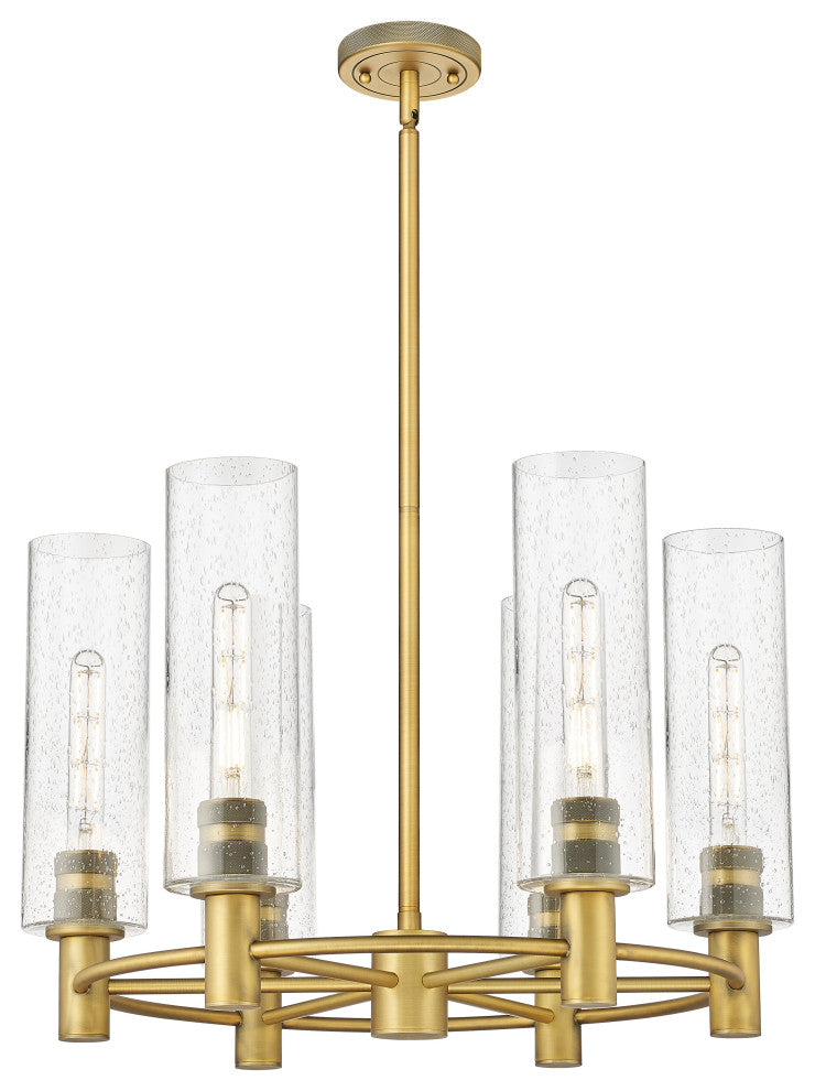 Innovations Crown Point 6 24" Chandelier Brushed Brass