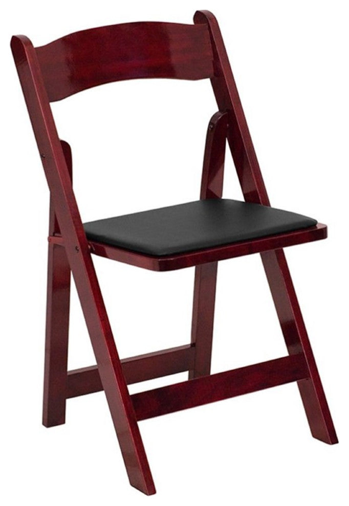 Flash Furniture Hercules Wooden Vinyl Seat Folding Chair in Mahogany (Set of 2)