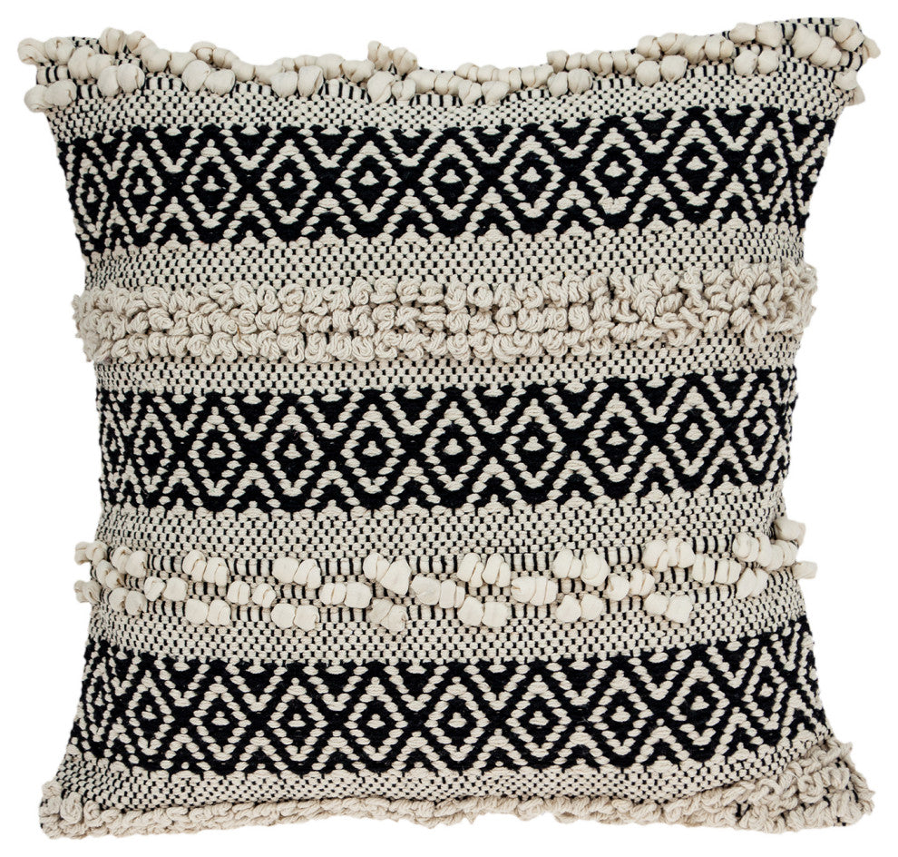 Parkland Collection Celice Bohemian Beige Pillow Cover With Poly Insert, 18"