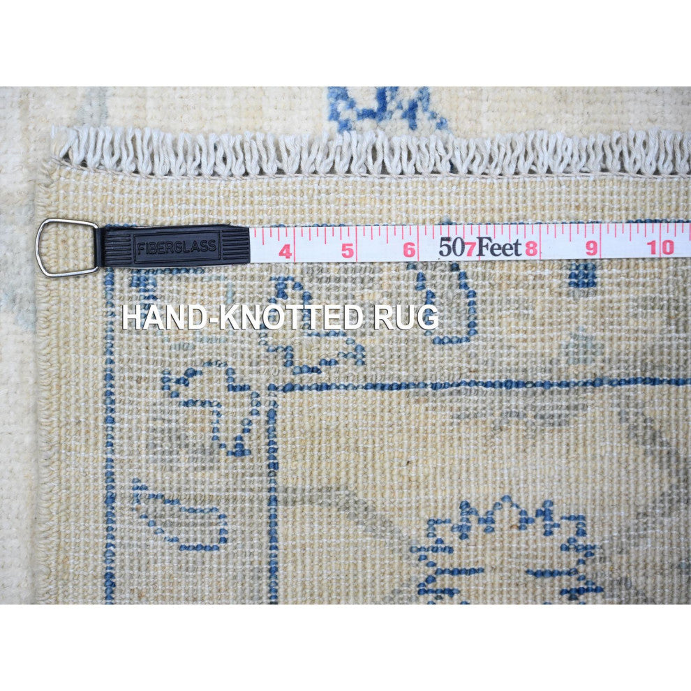 White Wash Peshawar Pure Wool Hand Knotted Oriental Rug, 2'9"x11'9"