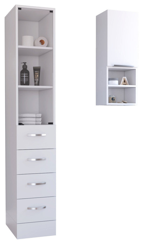 DEPOT E-SHOP Oregon 2-Piece Bathroom Set with Linen Cabinet and Medicine Cabinet