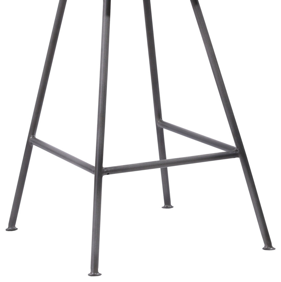 26" Elegant Gray Faux Leather Brushed Gray Metal Finish Armless Bar Stool