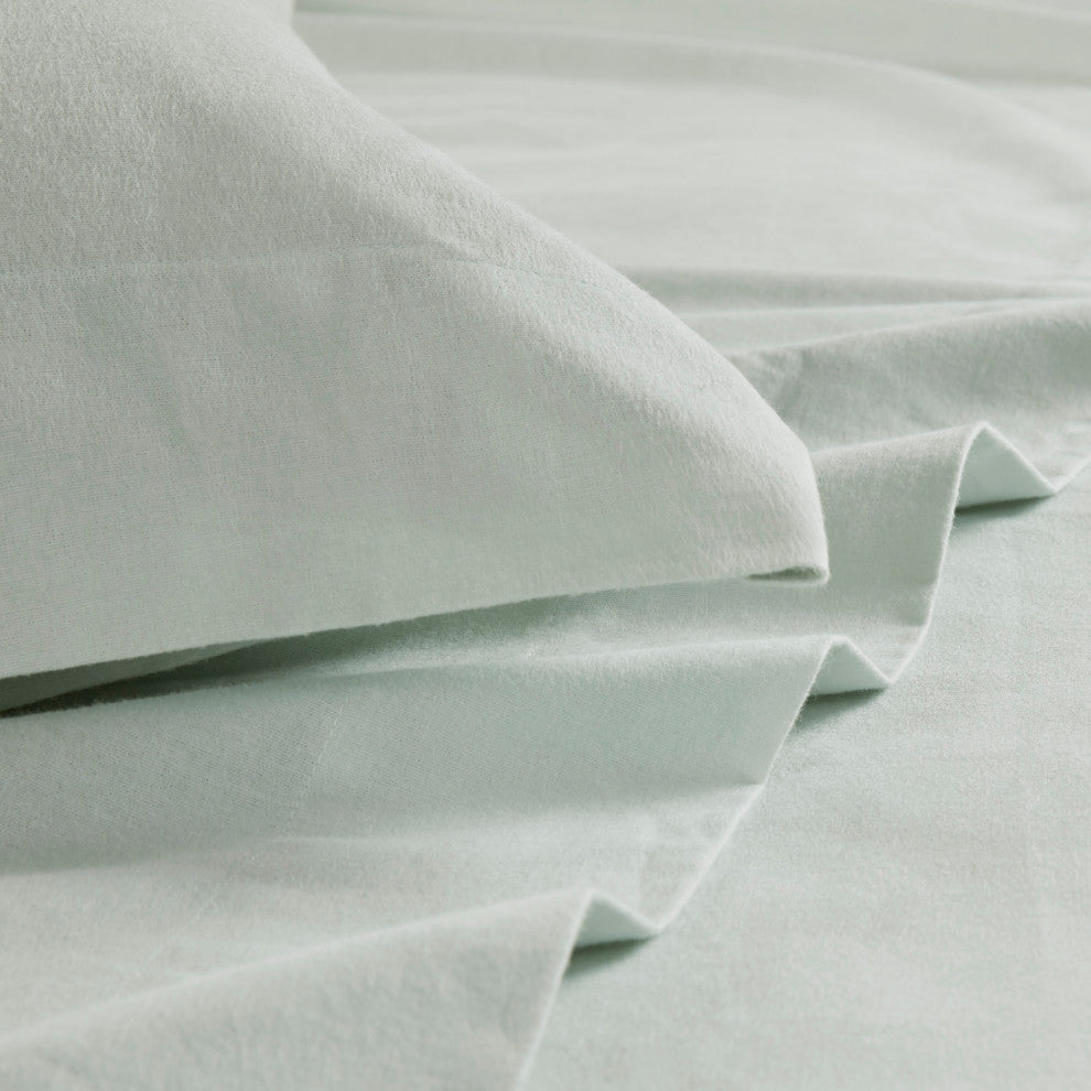 Beautyrest Oversized Flannel 4 Piece Sheet Set, Seafoam Solid