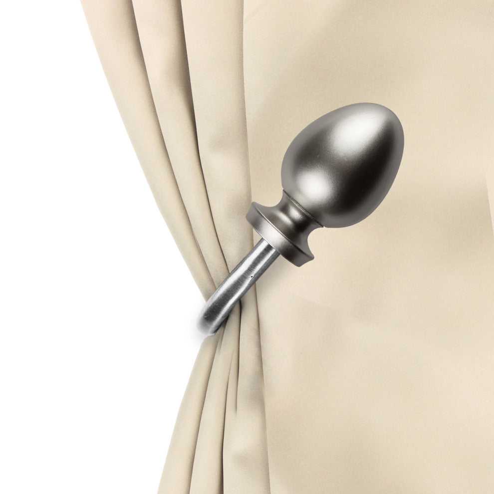 Faye Curtain Holdback, Pair, Satin Nickel