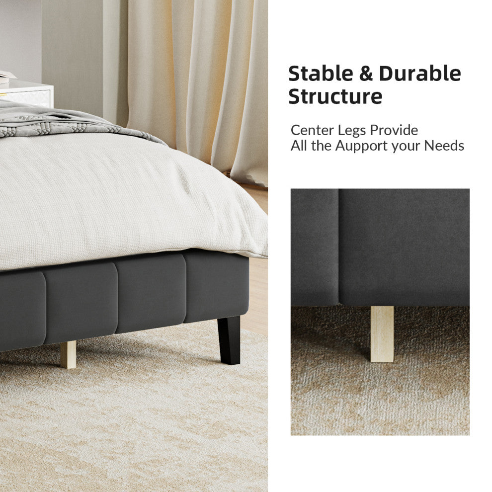 Gastone Tufted Upholstered Platform Bed, Gray