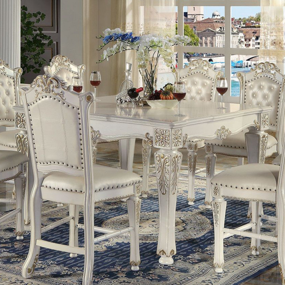 Wood Counter Height Table, Antique Pearl Finish