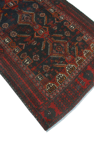 Fine Vintage Distressed Annahi Charcoal/Red Runner, 3'2 x 5'9